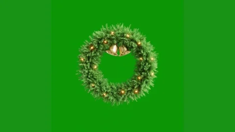 Green screen white background bee christmas wreath tree animated chromakey Stock Footage 314064983