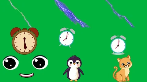 Green screen white background bird flying sky alarm clock face big eyes. Stock Footage 310562924