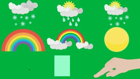 Green screen white background black dot it red square clouds snow flakes. Stock Footage 310563092