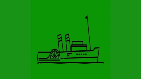 Green screen white background black logo drawing boat animated chromakey Video stock 314064582