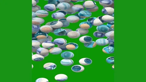 Green screen white background bunch balloons blue seashells marbles pile shells Stock Footage 314064785
