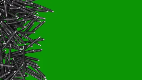 Green screen white background bunch scissors black pencils pile animated Stock Footage 314065111
