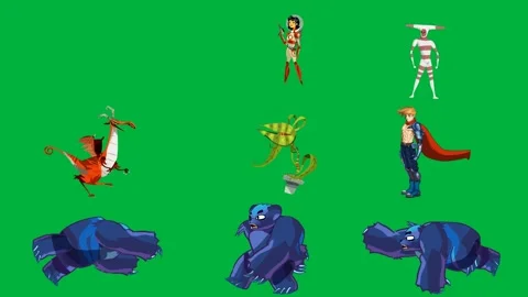 Green screen white background cartoon character holding gun dragon. Stock Footage 310563037
