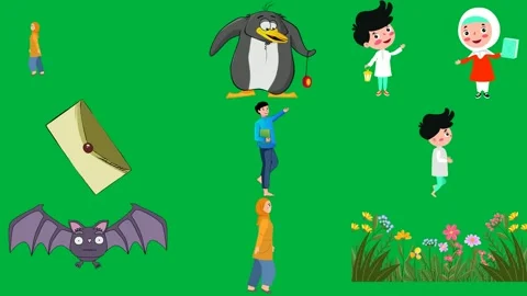 Green screen white background cartoon penguin christmas ball mouth. Stock Footage 310563247