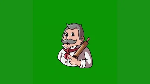 Green screen white background cartoon character holding baseball bat mustache Stock Footage 314065049