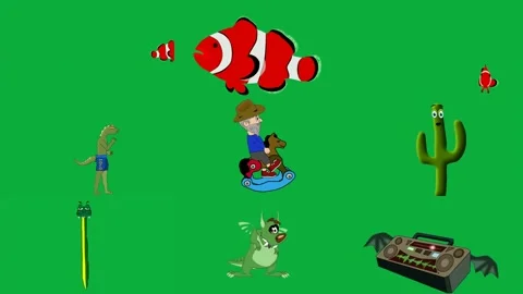 Green screen white background clown dinosaur basketball ball mouth old man. Stock Footage 310562718
