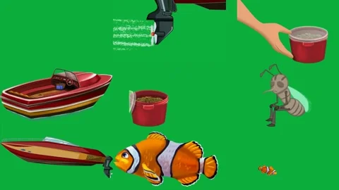 Green screen white background drawing boat is red brown cup ant yellow. Stock Footage 310562737