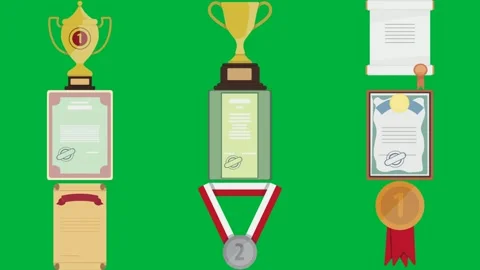 Green screen white background gold trophy piece paper seal it image phone. Stock Footage 310563099