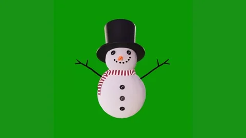 Green screen white background golf ball snowman wearing top hat scarf animated 動画素材 314064988