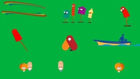 Green screen white background group colorful candys cartoon character. Stock Footage 310562986
