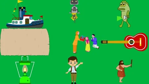 Green screen white background illustration robot cartoon character piece. Stock Footage 310563236