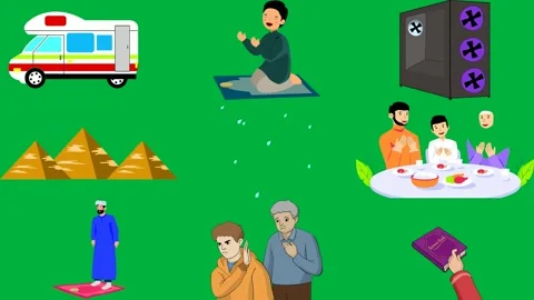 Green screen white background man sitting yoga mat praying image box cross. Stock Footage 310563227