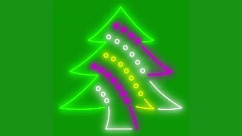 Green screen white background neon triangle christmas tree animated chromakey Stock Footage 314064926