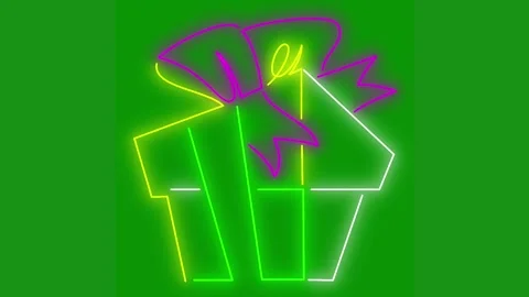 Green screen white background neon dress cupcake sign bow top animated chromakey Stock Footage 314064937