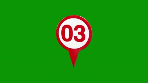 Green screen white background pin red marker number 30 3 animated chromakey Stockbeeldmateriaal 314063759
