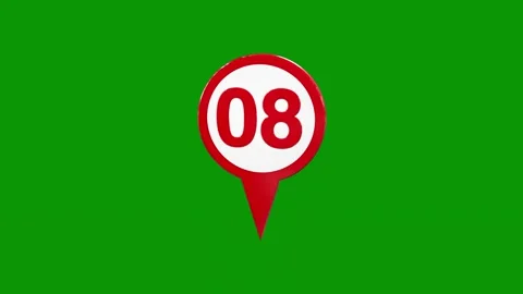 Green screen white background pin red marker number 80 animated chromakey Stock Footage 314063767