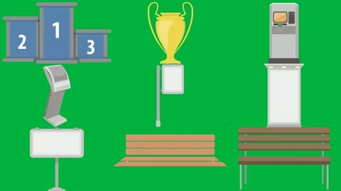 Green screen white background podium number one it gold trophy atm machine. Stock Footage 310563097