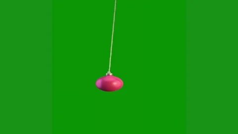 Green screen white background red christmas ball hanging from animated chromakey Stock Footage 314064865