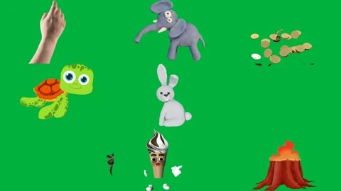 Green screen white background small object middle cartoon turtle tear. Stock Footage 310562838
