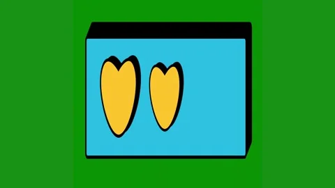 Green screen white background small square middle black yellow heart pair shoes Stock Footage 314064588