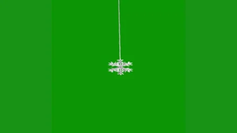 Green screen white background snowman hanging from ceiling snowfl flower spider Stock Footage 314064872