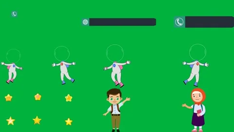 Green screen white background two cartoon characters are playing each. Stock Footage 310563314