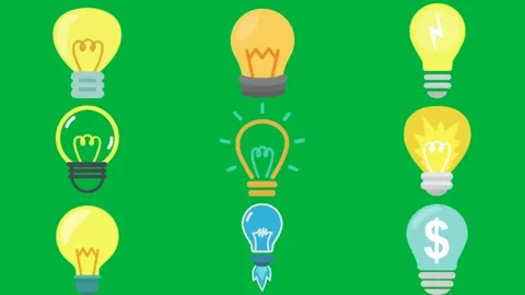 Green screen white background yellow light bulb dollar sign inside sitting. Stock Footage 310563158