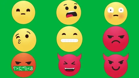 Green screen white background yellow smiley face angry expression egg sad. Stock Footage 310563273