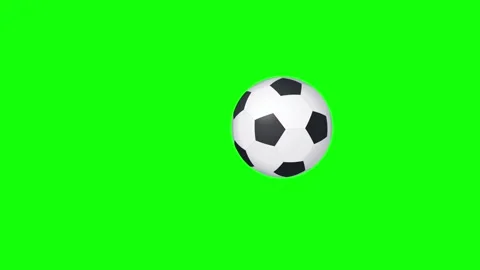 A green screen with white circle on it and soccer ball flying through the air Stock Footage 345496638