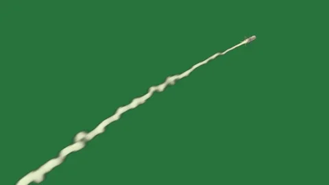 A green screen with white line on it and rocket flying through the air jet is Stockbeeldmateriaal 335682726