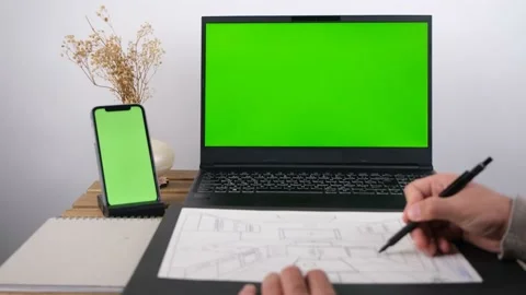 Green screen working man Stock Footage 236405153