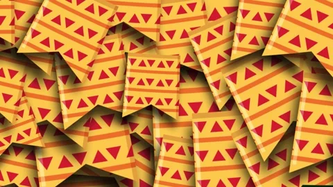 Green screen yellow red triangles lot orange pattern arrow animated chromakey Stock Footage 314067921