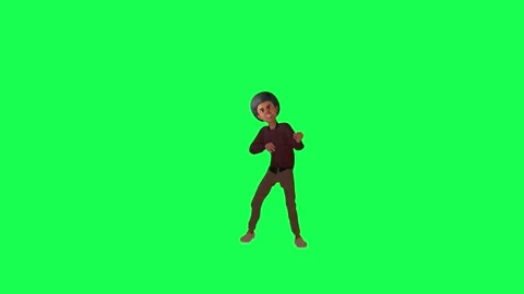 Green screen young boy in brown clothes playing guitar front angle Video stock 259823485