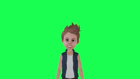 Green screen young boy talking chroma key front angle Stock-Footage 259822634