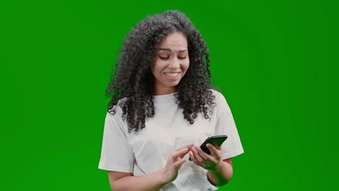 Green Screen young lady reading amusing text Stock Footage 202559851