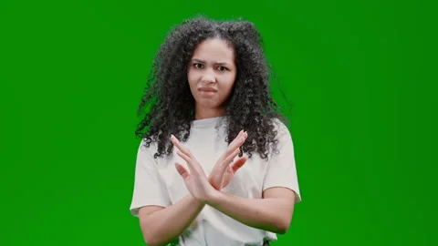 Green Screen young lady says no Stock Footage 237521568