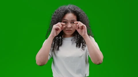 Green Screen young sleepy lady Stock Footage 232284938