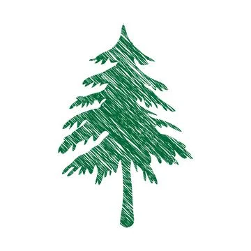 Green scribble outline hand drawing vector illustration of a carved Christmas Stockillustratie