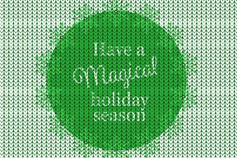 Green scribble-style circle with holiday text is floating in flat design 스톡 일러스트