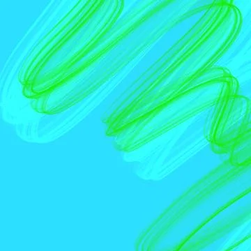 Green Scribble Waves on Cyan Background Stock Illustration