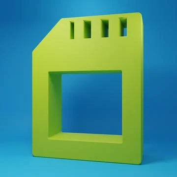 Green SD card icon isolated on blue background. Memory card. Adapter icon. .. Stock Illustration