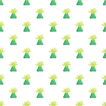 Green sea anemone seamless pattern on white background 스톡 일러스트