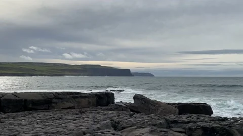 Green Sea Cliffs From A Distance 스톡 동영상 142900235