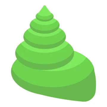 Green sea shell icon isometric vector. Underwater conch Stock Illustration