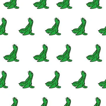 Green seals pattern 스톡 일러스트