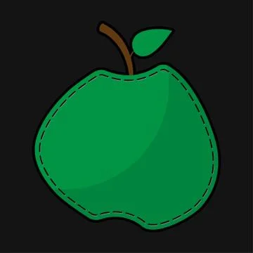 Green seam apple with shadow Stock Illustration