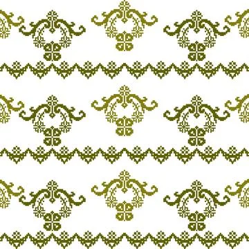 A green seamless border pattern on a white background Stock Illustration