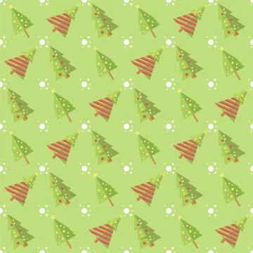Green Seamless Christmas Tree Pattern Stock Illustration