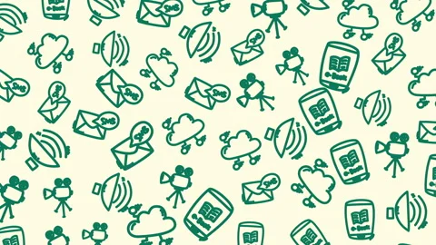 Green seamless media icons pattern digital communication background Stock Footage 328176005