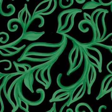 Green seamless pattern on black background Stock Illustration